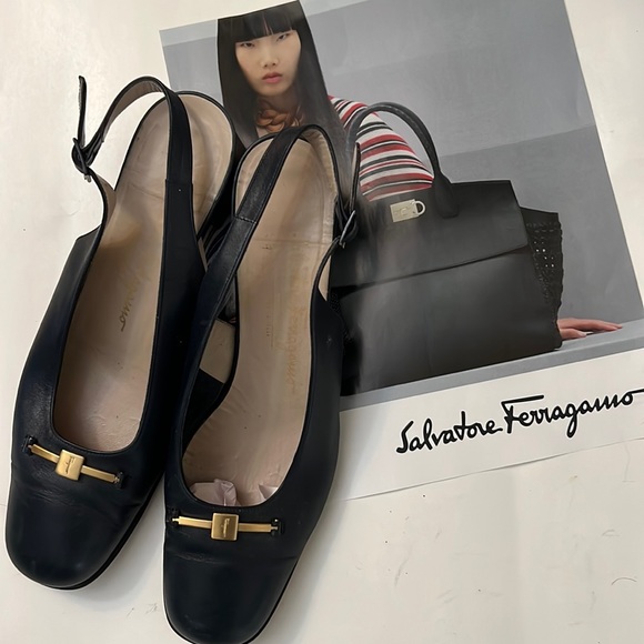 Salvatore Ferragamo Leather Slingbacks - Picture 1 of 8